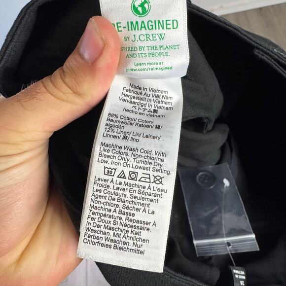 J.Crew Lasso Barrel Leg Pants Womens 28 Black Cotton-Linen Blend Hi-Rise CK354 - Picture 5 of 6